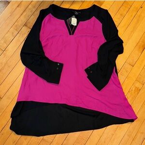 Lane Bryant Black and Pink Tunic Top